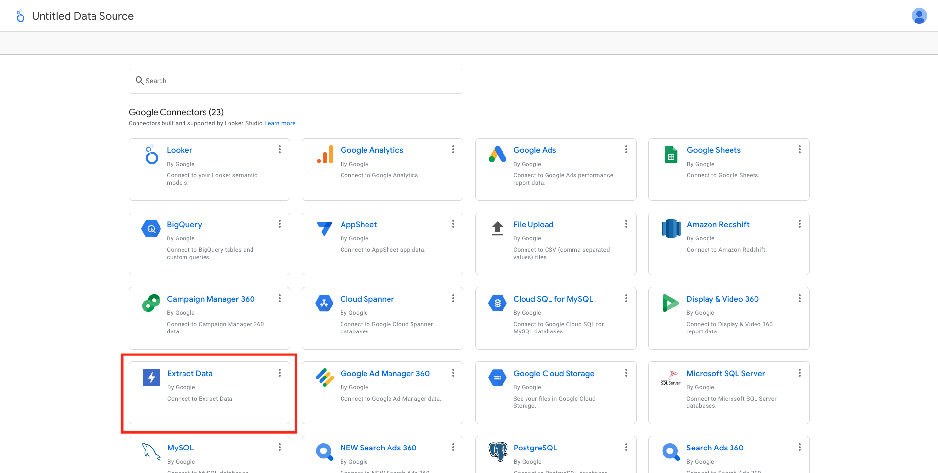 Extract Data Connector Looker Studio